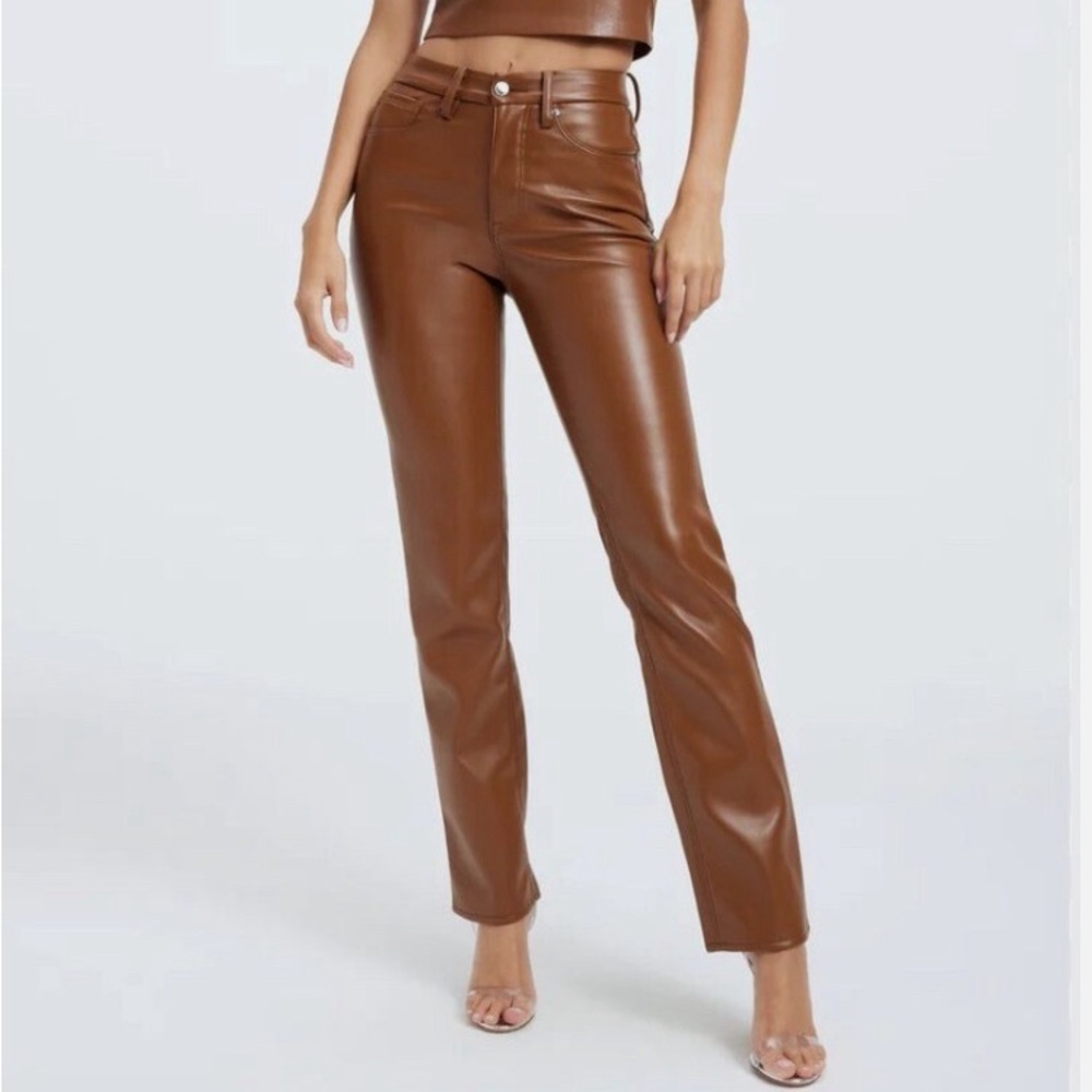 Good American Brown Leather Pants